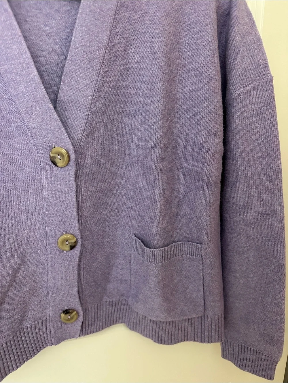 J. Jill Lavender V-Neck Button Front Cardigan - Picture 4 of 6